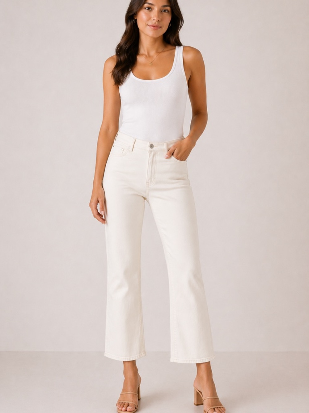 Madewell Mid Rise Kick Out Jeans Size 28 Ivory Ecru Cropped Flare Denim